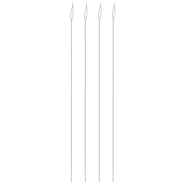 Иглы со складывающимся ушком, 64х0.3мм, Beadalon, гибкие, для нанизывания, нержавеющая сталь, 4 шт., набор <p>Набор из 4 гибких тонких игл с большим складывающимся ушком. Сделаны из нержавеющей стали. Толщина иглы - около 0.3 мм, длина около 6.4 см. Произведены в Индии американской компанией Beadalon. Цена за 1 набор.</p>