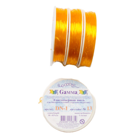 Нить - резинка для браслетов, 1мм, светло-оранжевая, катушка, 18 метров