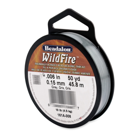 Нить для бисероплетения, 0.15мм, Beadalon WildFire, серая, катушка, 45 метров Нить для бисероплетения, 0.15мм, Beadalon WildFire, серая, катушка, 45 метров