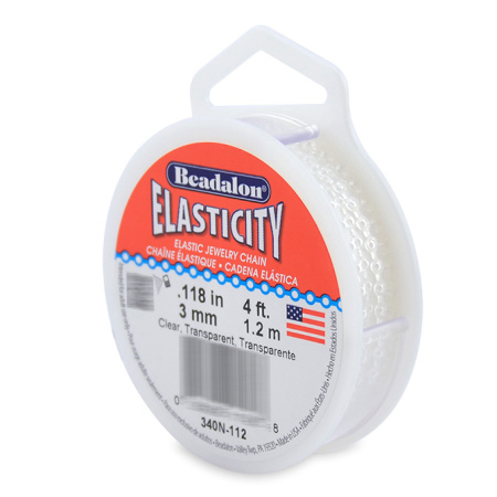Эластичная цепочка Beadalon Elasticity, 3х0.7мм, прозрачная, катушка, 1.2 метра