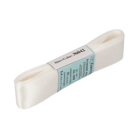 Лента атласная, Gaммa, 25мм, молочная №042, моток, 5 метров Лента атласная, Gaммa, 25мм, молочная №042, моток, 5 метров