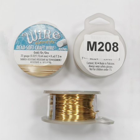 Проволока гибкая, 0.644мм, Wire elements (Craft Wire), не темнеющая, золотистого цвета, катушка, 7.3 метра Проволока гибкая, 0.644мм, Wire elements (Craft Wire), не темнеющая, золотистого цвета, катушка, 7.3 метра