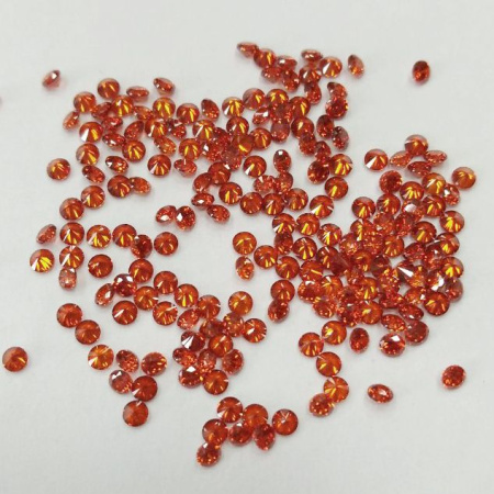 Ювелирный кристалл из фианита, 2мм, форма круг, красно-оранжевый, 50 шт.