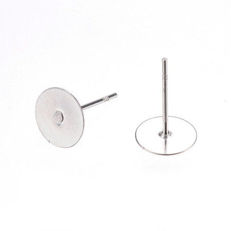 Пусеты, 8мм, с платформой, базовый материал - хирургическая сталь, без покрытия, пара Пусеты, 8мм, с платформой, базовый материал - хирургическая сталь, без покрытия, пара