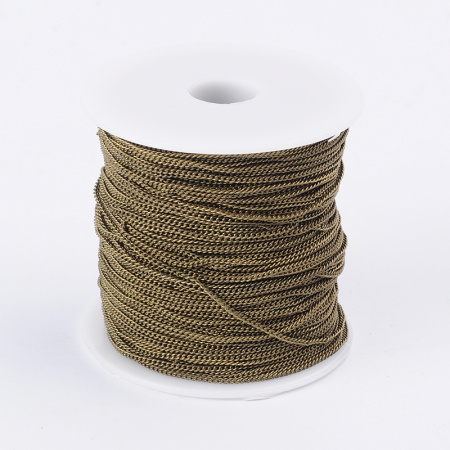 Цепочка отрезная (без замка), 1.8х1.2мм, витая, с алмазной гранью, базовый материал - латунь, бронзового цвета, 1 метр