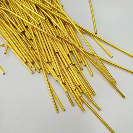 Канитель, 1.3мм, heavy, гладкая, позолоченная (яркое золото), 30-40 см, 1 шт.