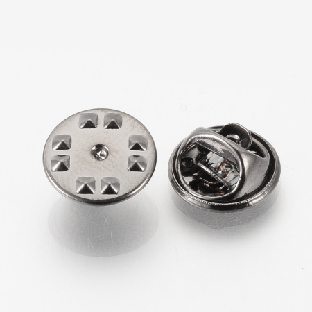 Застежка для значка-броши, 11х6мм, цанга-бабочка, базовый материал - железо, вороненая сталь, 10 грамм