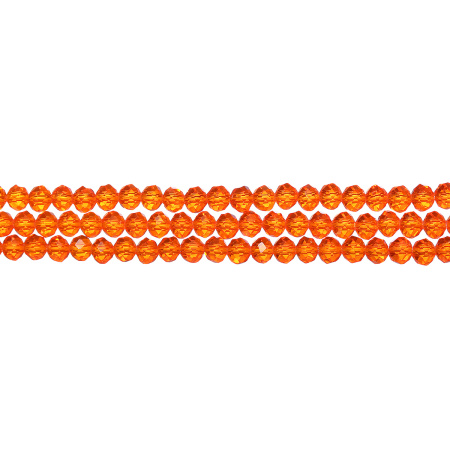 Бусины стеклянные, 3х2мм, граненые, рондели, оранжевые, 170 шт., низка