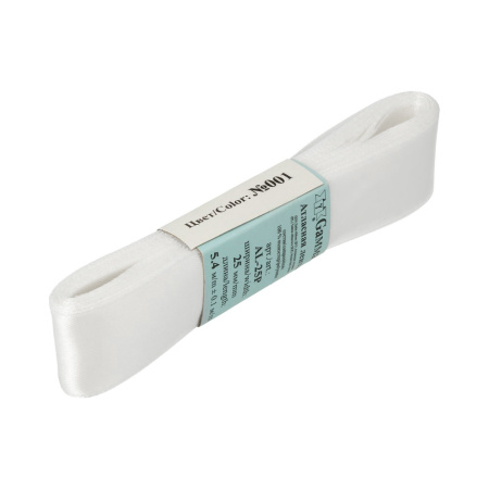 Лента атласная, Gaммa, 25мм, белая №001, моток, 5 метров Лента атласная, Gaммa, 25мм, белая №001, моток, 5 метров