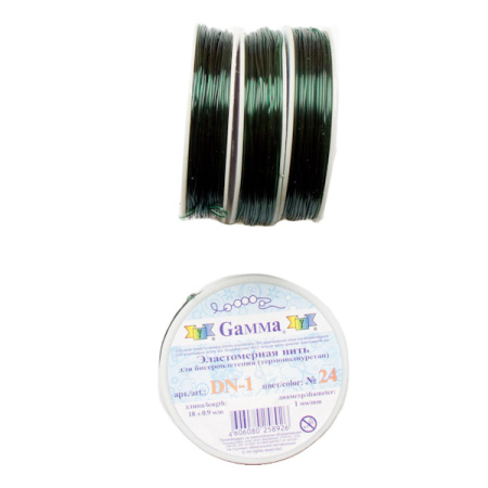 Нить - резинка для браслетов, 1мм, темно-зеленая, катушка, 18 метров