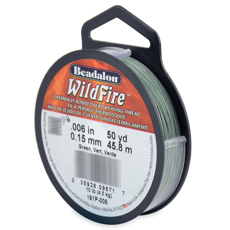 Нить для бисероплетения, 0.15мм, Beadalon WildFire, оливковая, катушка, 45 метров Нить для бисероплетения, 0.15мм, Beadalon WildFire, оливковая, катушка, 45 метров
