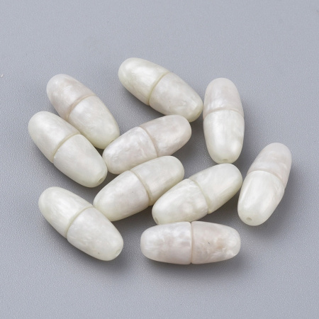 Застежка-концевик, 17х7мм, закручивающаяся, овальная, базовый материал - пластик с металлической вставкой, под белый перламутр, 1 шт.