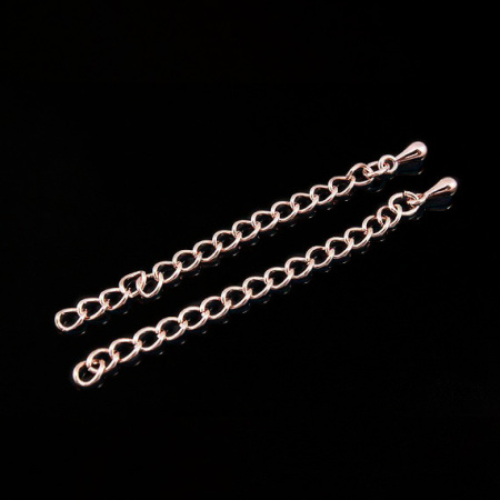 Цепочка-удлинитель с декоративной подвеской-капелькой, 4.5х3.5мм, Корея, витая, базовый материал - латунь, розовое золото, 5-6 см, 5 шт. УЦЕНКА