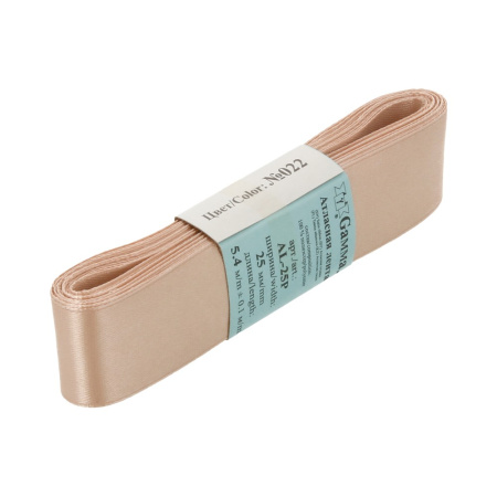 Лента атласная, Gaммa, 25мм, бежевая №022, моток, 5 метров Лента атласная, Gaммa, 25мм, бежевая №022, моток, 5 метров