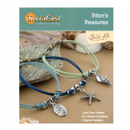 Набор для сборки украшения, 150-228мм, TierraCast, сет из 3 браслетов Tritons Treasures, посеребренный