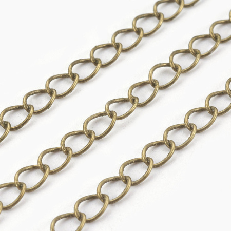 Цепочка отрезная (без замка), 4х2.5мм, витая, базовый материал - латунь, бронзового цвета, 2 метра