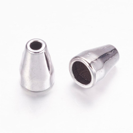 Конус, 11х8мм (внутренний размер 5мм), гладкий, базовый материал - цинковый сплав, стиль тибетское серебро, 10 шт.