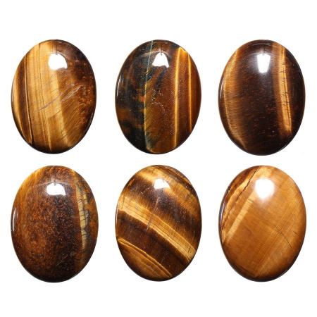 Кабошон каменный, 40х30мм, тигровый глаз, 1 шт.