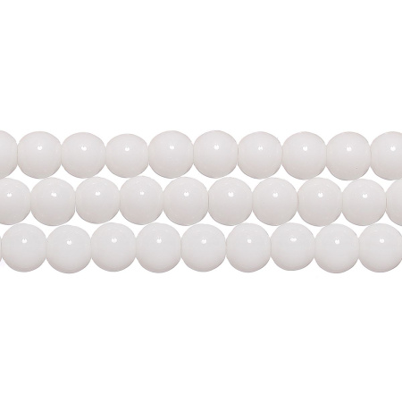 Бусины стеклянные, 8мм, белые, 40 шт., низка