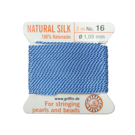 <p>Очень толстая и прочная нить из высококачественного натурального 100% шелка, произведена компанией Griffin (Германия). К нити прикреплена проволочная иголочка. Идеально подходит для использования с жемчугом и натуральными камнями. Толщина около 1,05 мм. Цена за моток 2 метра.</p>