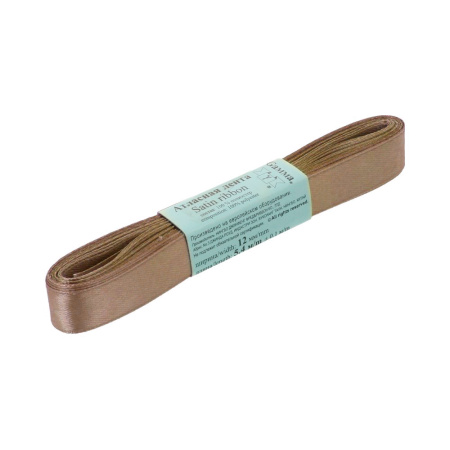 Лента атласная, Gaммa, 12мм, пепельно-каштановая №146, моток, 5 метров Лента атласная, Gaммa, 12мм, пепельно-каштановая №146, моток, 5 метров