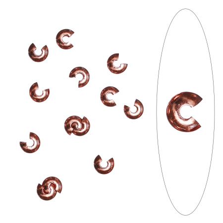 Кримпы, 5х4мм, покрывные, базовый материал - латунь, яркая медь, 2 грамма