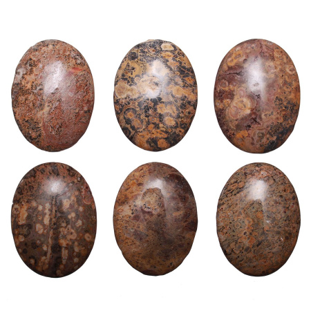 Кабошон каменный, 40х30мм, яшма леопардовая, 1 шт.