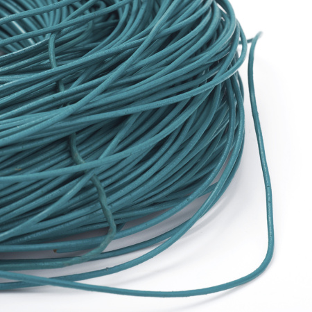 Шнур кожаный, около 1мм, цвета морской волны, 2 метра