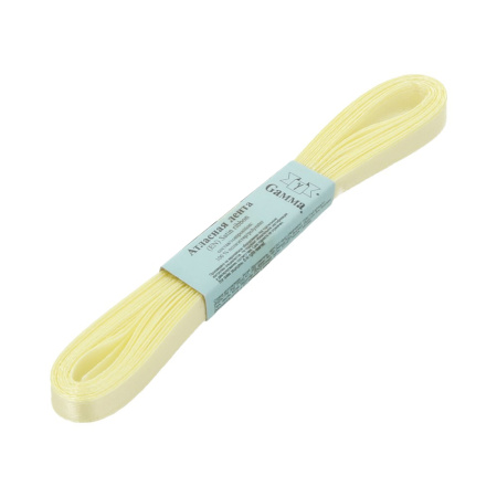Лента атласная, Gaммa, 6мм, светло-желтая №009, моток, 5 метров Лента атласная, Gaммa, 6мм, светло-желтая №009, моток, 5 метров