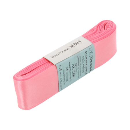Лента атласная, Gaммa, 25мм, розовая №005, моток, 5 метров Лента атласная, Gaммa, 25мм, розовая №005, моток, 5 метров