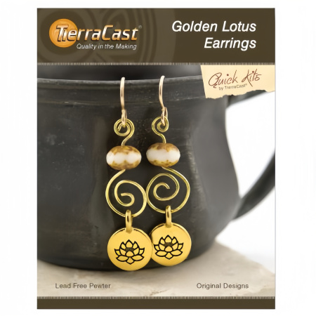 Набор для сборки украшения, 55мм, TierraCast, серьги Golden Lotus, позолоченные