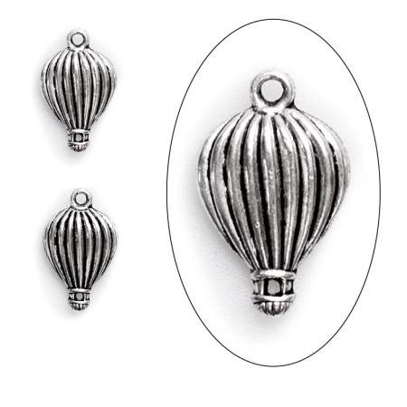 Подвеска, 21х13мм, воздушный шар, базовый материал - цинковый сплав, стиль тибетское серебро, 10 шт.