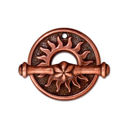 Застежка, 19мм, TierraCast, тогл, Солнышко, базовый материал - оловянный сплав, медное, 1 шт.