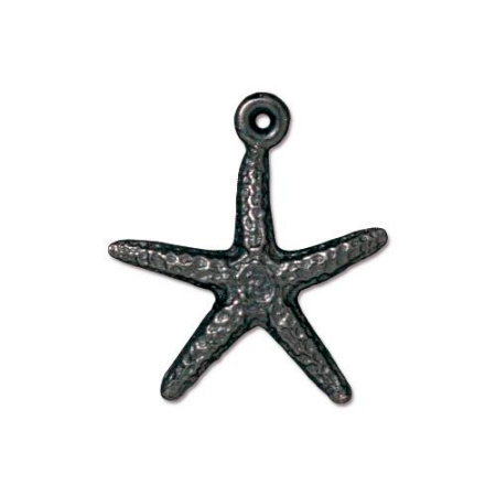 Подвеска, 21х18мм, TierraCast, морская звезда, базовый материал - оловянный сплав, вороненая сталь, 1 шт.