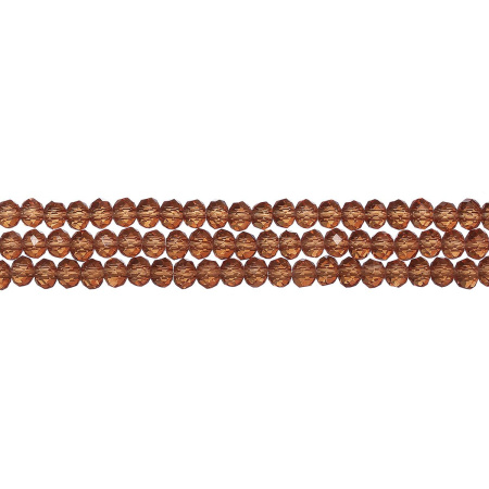 Бусины стеклянные, 4х3.5мм, граненые, рондели, коричневые, 150 шт., низка