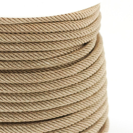 Шнур синтетический витой с сердечником, нейлоновый, около 4-5мм, бежевый, 1 метр