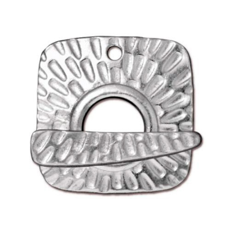 Застежка, 22мм, TierraCast, тогл, квадрат с лучами, базовый материал - оловянный сплав, родий, 1 шт.