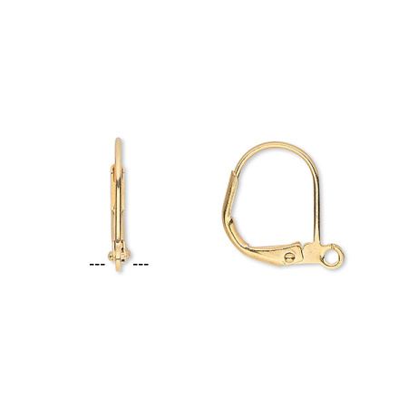 Швензы закрытые, 14мм, с французским замком, лаконичные, базовый материал - латунь, позолоченные, пара