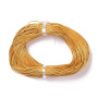 <p>Шнур из натуральной восстановленной кожи, окрашенный в золотисто-желтый цвет. Оттенок может немного отличаться от фотографии и в разных поставках. На покрытии возможны небольшие тёмные пятнышки. По возможности, шнур продается цельным куском, однако, может поставляться несколькими отрезами. Цена за 2 метра.</p>