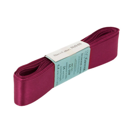 Лента атласная, Gaммa, 25мм, бордовая №048, моток, 5 метров Лента атласная, Gaммa, 25мм, бордовая №048, моток, 5 метров