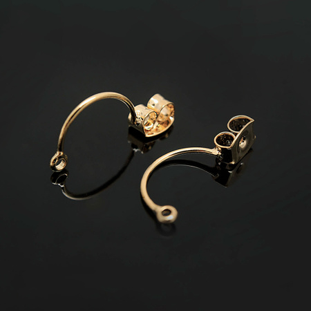 Застежки для пусет, 18.5х5мм, Корея, базовый материал - латунь, с петелькой, позолоченные, пара