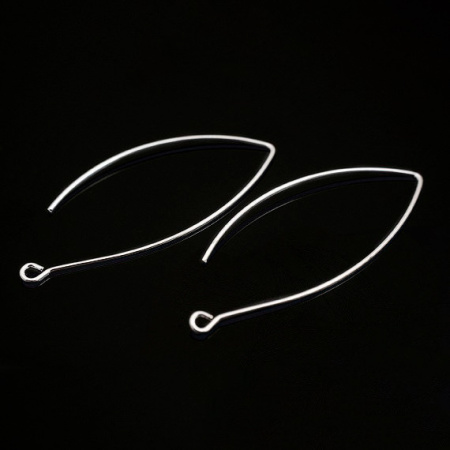 Швензы открытые, 40мм, Корея, удлиненные, базовый материал - латунь, под родий, пара