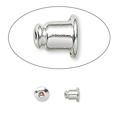 Застежки для пусет, 5.5х5мм, посеребренные, базовый материал - латунь, пара