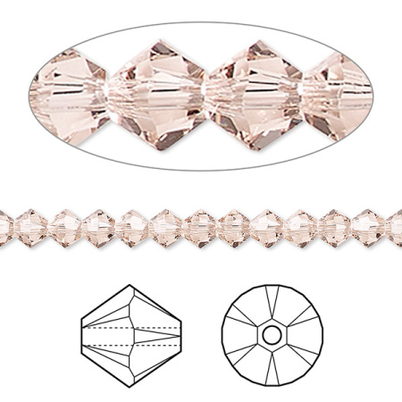 Бусина Swarovski, 4мм, Биконус (#5328), светлый шелк (цвет 261), 10 шт.