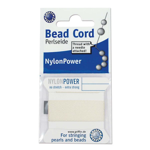 Нить нейлоновая, Griffin Nylon Power No.8 (0.8мм), белая, с иглой, моток, 2 метра <p>
Толстая и прочная нить Nylon Power из высококачественного нейлона, очень крепкая, не растягивается. Произведена компанией Griffin (Германия). К нити прикреплена проволочная иголочка. Идеально подходит для использования с жемчугом и натуральными камнями. Толщина около 0,8 мм. Оттенок может отличаться от фотографии и в разных поставках. Намотка может состоять из нескольких частей. Цена за моток 2 метра.
</p>