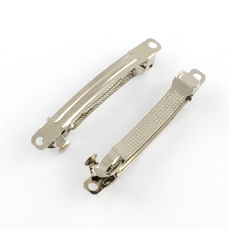 Основа для заколки, 59х6.5мм, базовый материал - железо, стального цвета, 10 шт.