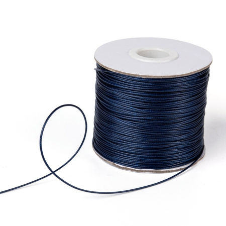 Шнур синтетический вощеный, полиэстеровый, около 0.8-1мм, тёмно-синий, 10 метров