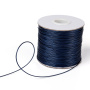 <p>Тонкий плетеный вощеный синтетический (полиэстеровый) шнур, цвет тёмно-синий. Толщина может немного отличаться от заявленной. К этому шнуру лучше брать концевики с внутренним диаметром 0.9-1 мм - в меньший концевик шнур может быть сложно вставить из-за распушенного кончика. Оттенок может отличаться от фотографии. По возможности, продается цельным куском, однако, может поставляться несколькими отрезами. Цена за 10 метров. </p>