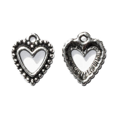 Подвеска, 17.5х14.5мм, сердечко, базовый материал - цинковый сплав, стиль тибетское серебро, 1 шт.