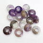 <p>Бусины - рондели с крупным отверстием (абакусы, диски) из натурального камня - аметиста. Диаметр отверстия около 6 мм. Эти бусины отлично подходят для браслетов в стиле Пандора, а также для сборки украшений с кожаными шнурами. Бусины могут немного отличаться по форме и размеру. Оттенок может существенно отличаться от фотографии, т.к. бусины выточены из натурального камня. На поверхности возможны небольшие щербинки естественного происхождения. Цена за 1 бусину.</p>